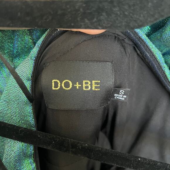 DO+BE Metallic Teal Ruffle Ruched Mini Dress Size S - Picture 5 of 7